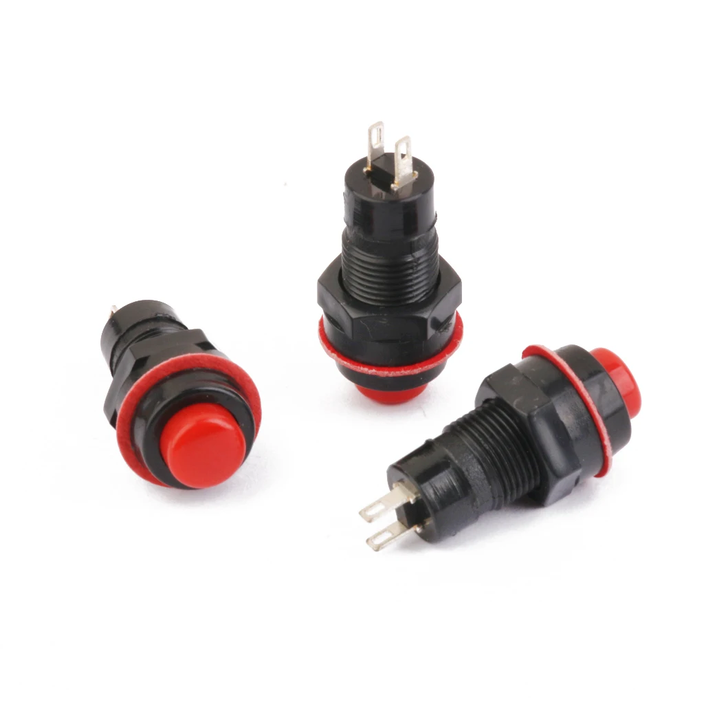 10 X Car Boat Locking Dash ON-OFF Push Button 2-Pin Latching Switch Red