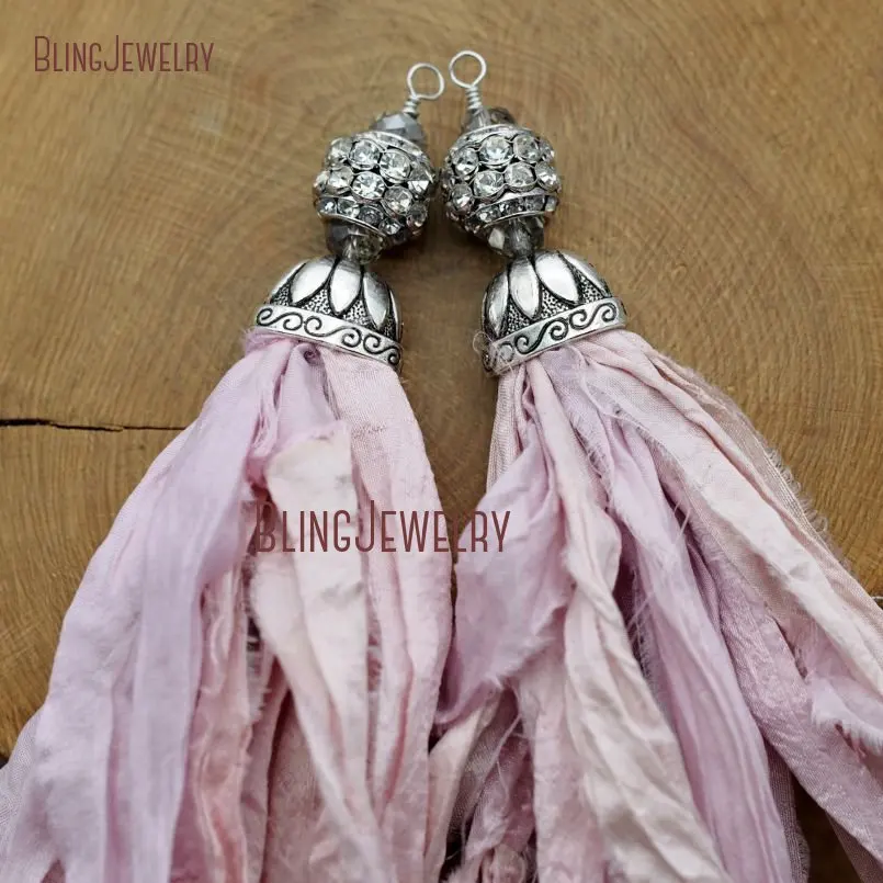 20171213-PM8965- Plastal Pink Sari Silk Tassel Pendant Antique Silver_2