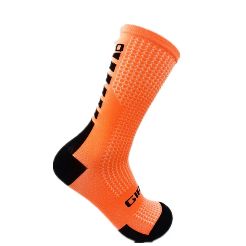Новинка,, носки для велоспорта, новые мужские и женские носки Coolmax для велоспорта, дышащие носки для баскетбола, бега, футбола - Цвет: Оранжевый