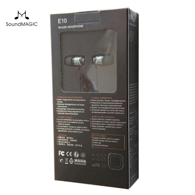 Isolamento de Ruído Fones de Ouvido Estéreo de Alta Cor do Ouro Soundmagic In-ear Fidelidade Novo & Original Genuíno Preto Vermelho E10 100%