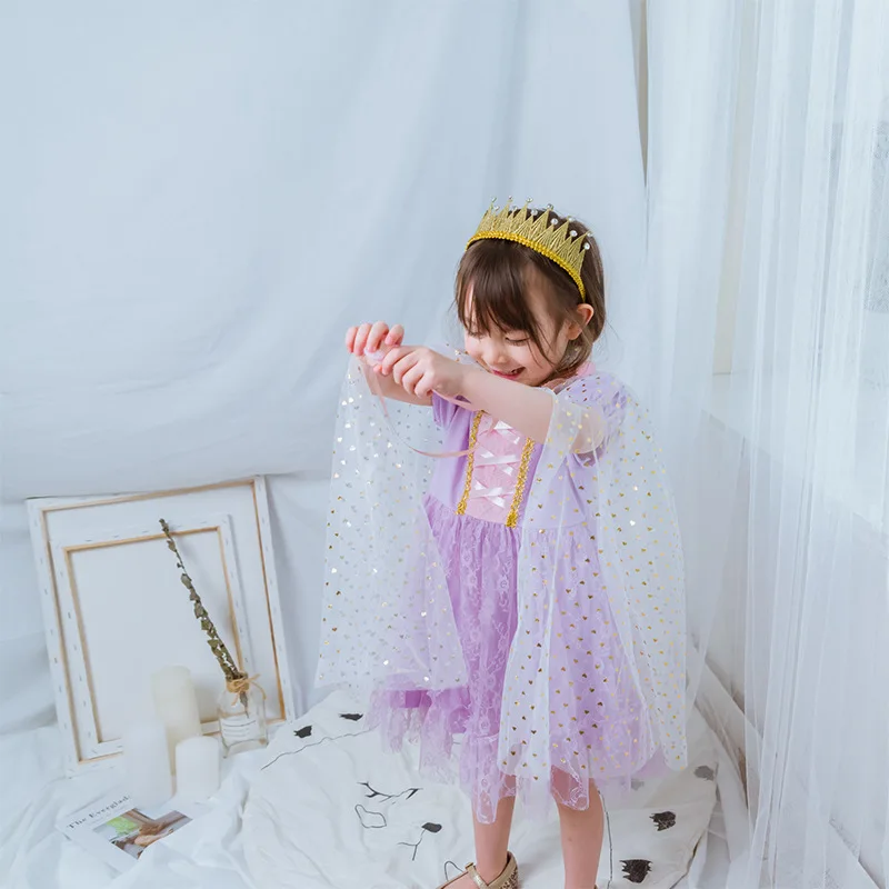 Vestido para Fora Festa de Aniversário Natal Tamanho Meninas Manto Lantejoulas Bola Tull Xale Crianças Cabolsa Praia Arco-íris Envoltório Princesa Traje um 3 Cheap Jaquetas e casacos