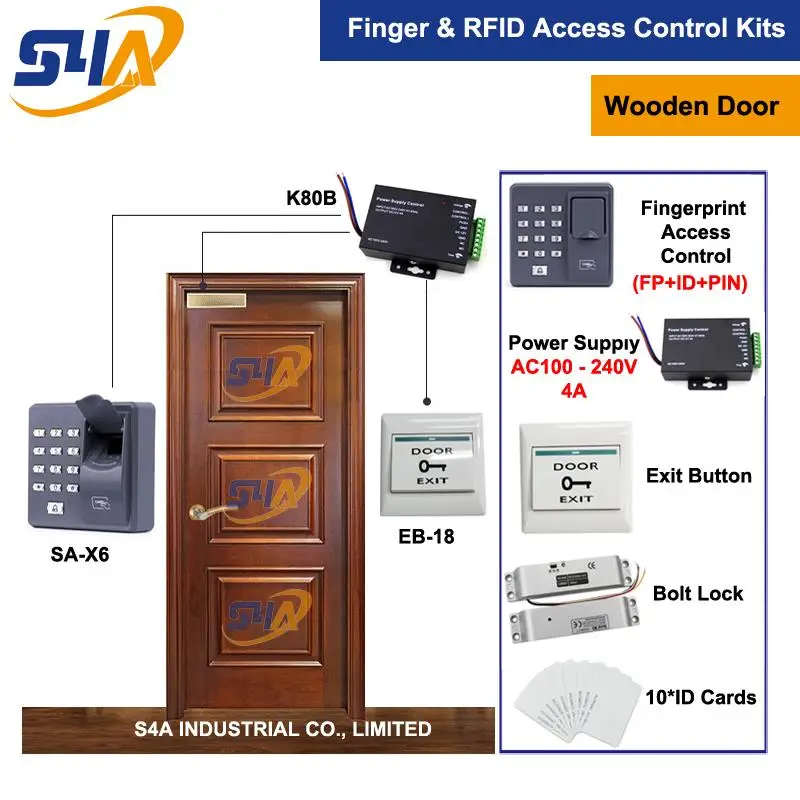 

Finger Print Gate Access Control Full Systems For Wooden Door