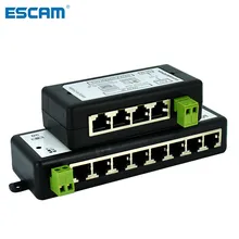 ESCAM Новое поступление 4 порта 8 портов POE инжектор POE сплиттер для CCTV сети POE камера мощность по Ethernet IEEE802.3af ESCAM Новое поступление 4 порта 8 портов POE инжектор POE сплиттер для CCTV сети POE камера мощность по Ethernet IEEE802.3af