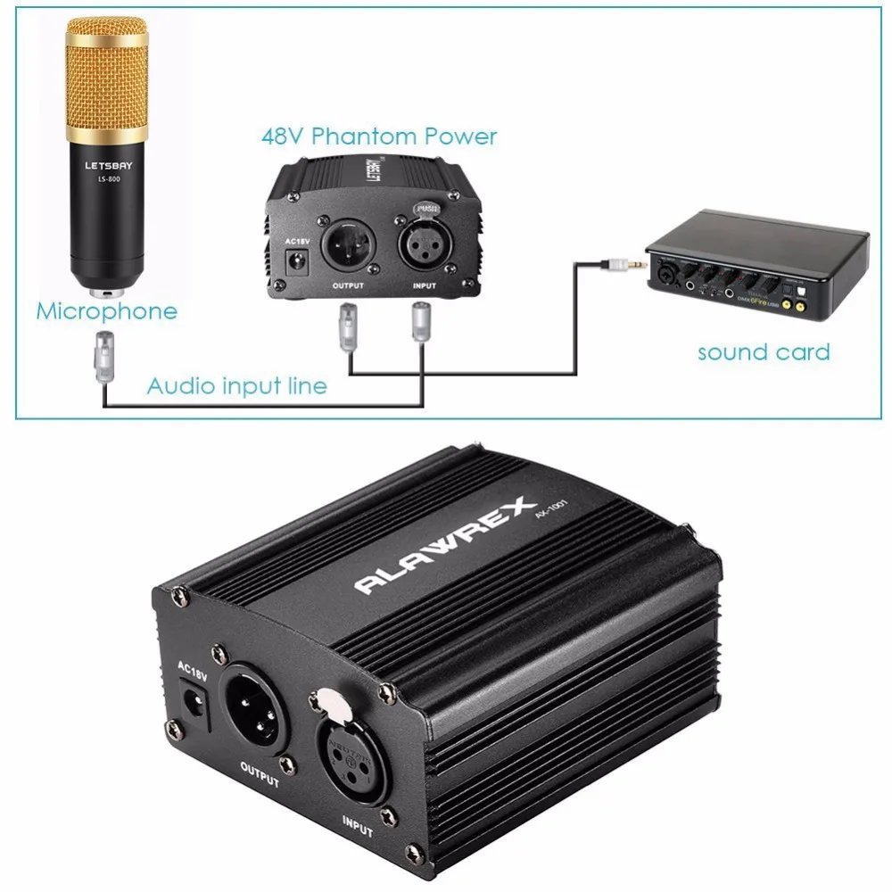 Источник фантомного питания ALAWREX с адаптером 1 канальный блок USB 48 В XLR кабель для