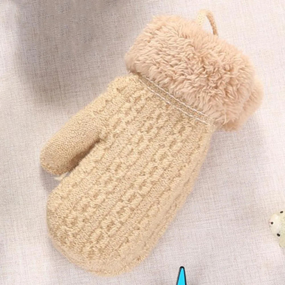 Зимние шерстяные вязаные перчатки для новорожденных мальчиков и девочек, митенки для пальцев, перчатки для детей от 2 до 4 лет
