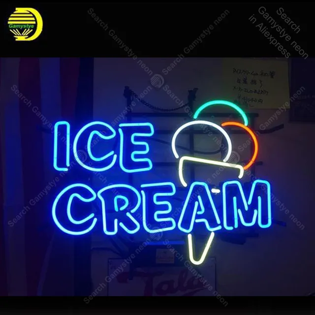 Ice Cream Neon Sign neon bulb Sign Glass Tube Hotel neon lights Recreationfood Shop Room Beer Iconic Sign Advertise personalized