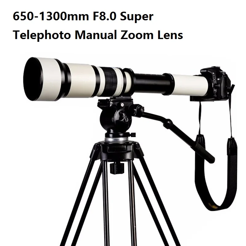 Lightdow 650-1300mm F8.0-F16 Super Telephoto Manual Zoom Lens+T2-Nikon for Nikon D3100 D3200 D5000 D5100 D5200 D7100 DSLR Camera