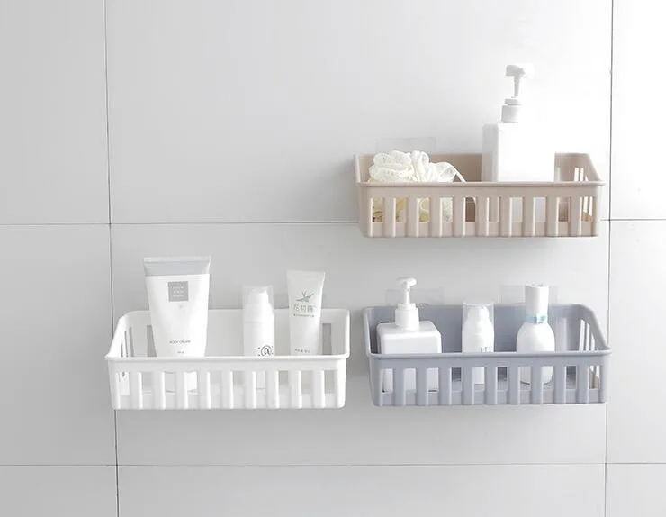 

3 Colors Kitchen Bathroom Shelf Organizer Towel Rack Wall Mounted Corner Storage Basket Bathroom Supplies