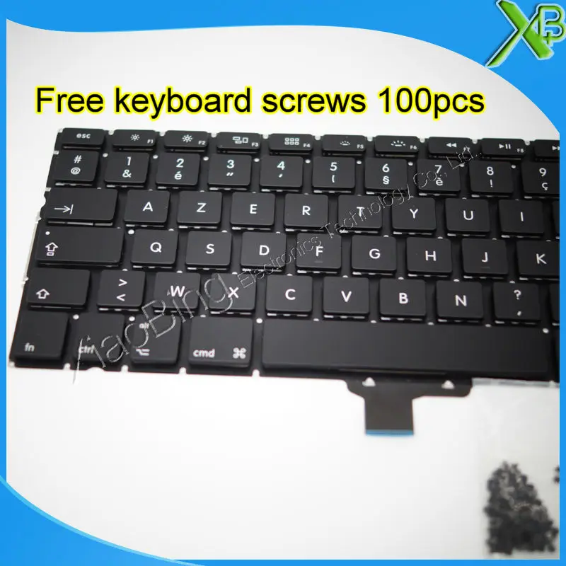  Brand New AZERTY FR French keyboard+100pcs keyboard screws For MacBook Pro 13.3