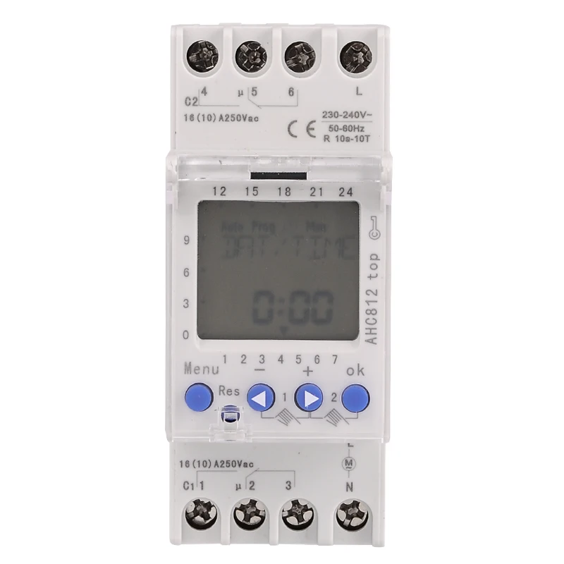 bianco SINOTIMER 220V TM612 timer a due canali 7 giorni 24 ore programmabile elettronico digitale LCD interruttore orario con due uscite a relè bianco SINOTIMER 220V TM612 timer a due canali 7 giorni 24 ore programmabile elettronico digitale LCD interruttore orario con due uscite a relè