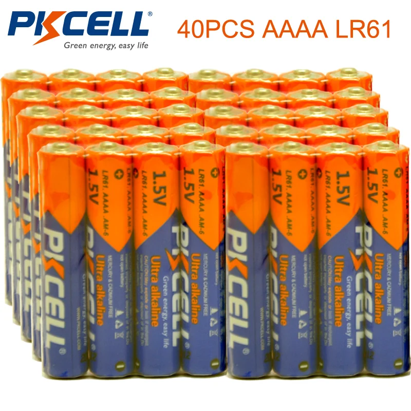 40 шт. PKCELL 1 5 В батарея AAAA LR61 AM6 щелочные батареи E96 сухих и первичных батарей для