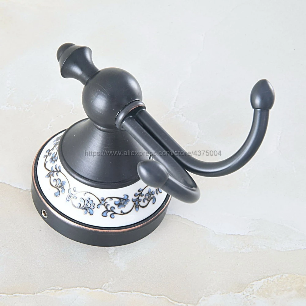 

Oil Rubbed Bronze Clothes Hooks Wall Mounted with Porcelain towel rack clothes hook Bathroom Accessories Robe Hooks Nba756