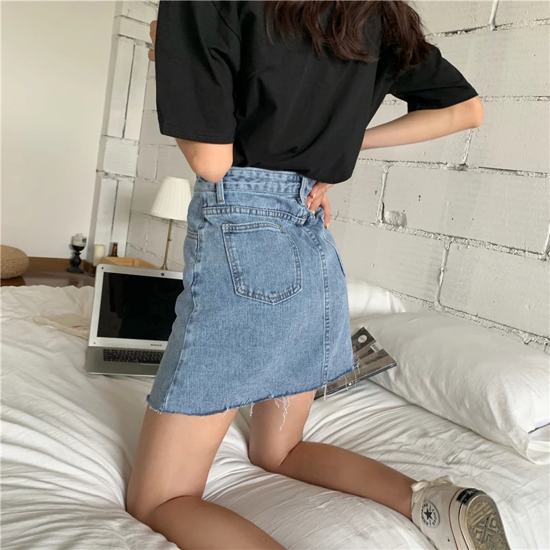 Hzirip Faldas Mujer Moda новые синие джинсовые юбки с завышенной талией, женские летние винтажные миди юбки, повседневная ковбойская юбка
