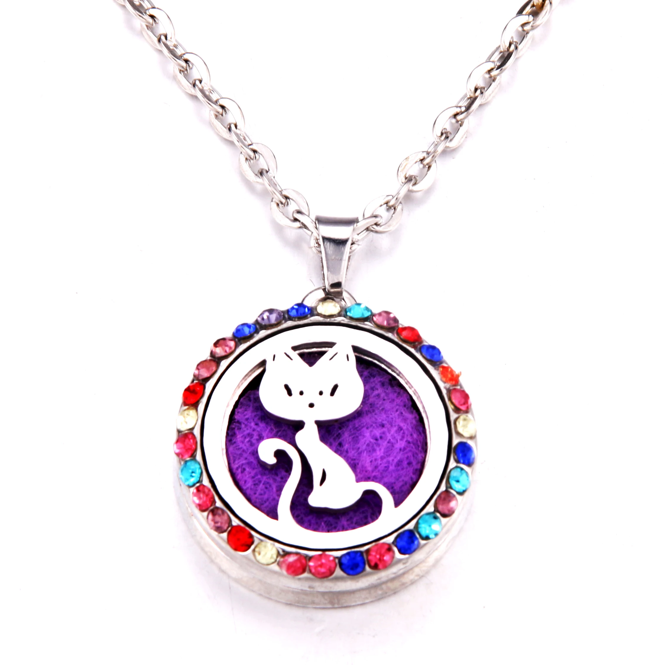 

New style Aroma Diffuser color Zircon Necklace Stainless steel Neck pendant Perfume Essential Oil Aromatherapy Locket Jewelry