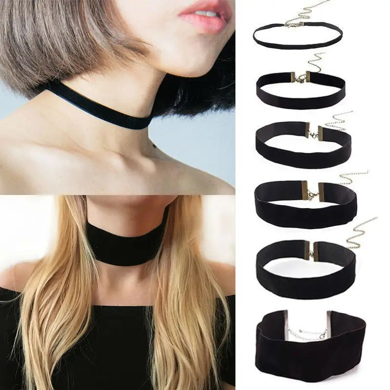 Vintage 80's 90's Black Velvet Choker Necklace Goth Gothic Grunge Retro