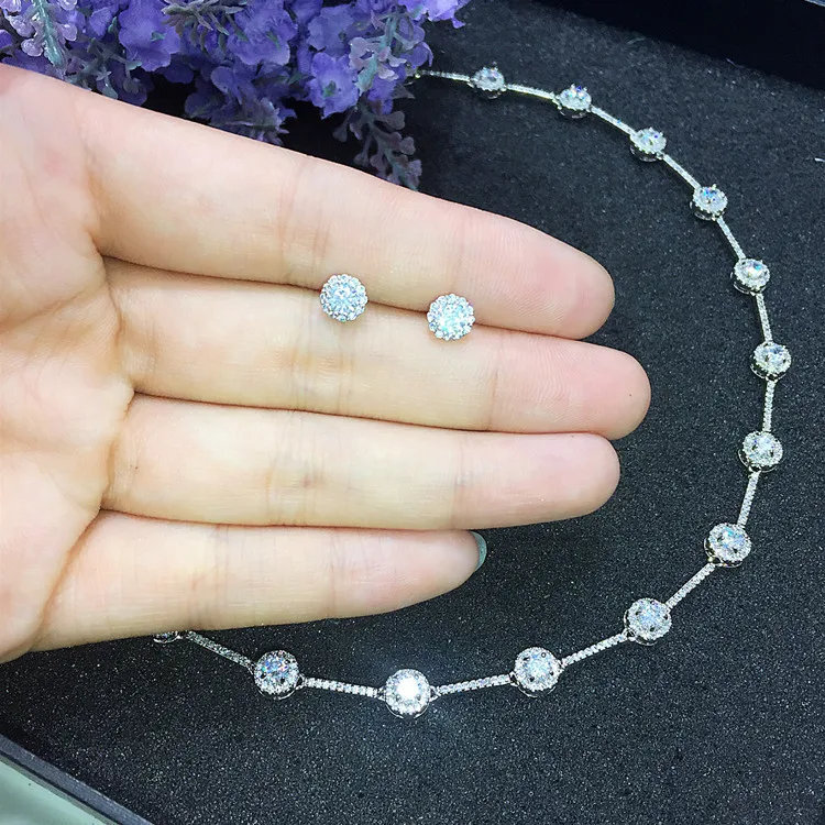 Luxury Classic White Gold Color AAA+ CZ Stone Jewelry Sets Wedding Bridal Dress Accessories for girls women GLN0312/GLE4826Y - Image 2