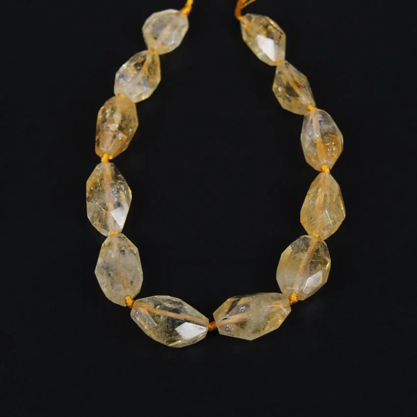 

Natural Yellow Quartz Faceted Nuggets Beads Pendants,Approx 11pcs Strand,Smooth Raw Crystal Cut Loose Beads Necklace Supplies