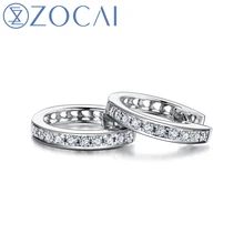 ZOCAI серьги 0,12 CT настоящие бриллиантовые подлинные 18 K Белое Золото(Au750) серьги-кольца ювелирные украшения E00951