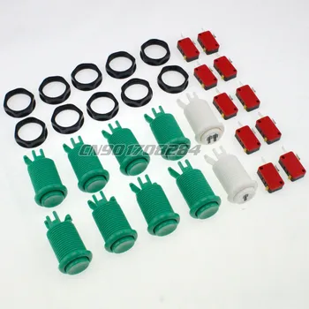 

8x New Happ Style Push Buttons + One Two Player Button with Micro Switch For Arcade Diy Replacement Parts #Green