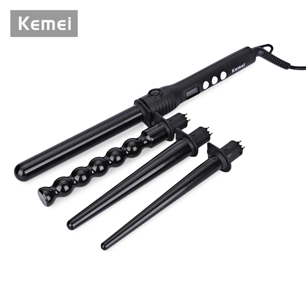 

Kemei 4 in 1 Interchangeable Hair Curling Iron Machine Ceramic Hair Curler Multi-size Roller Styling Tools Set