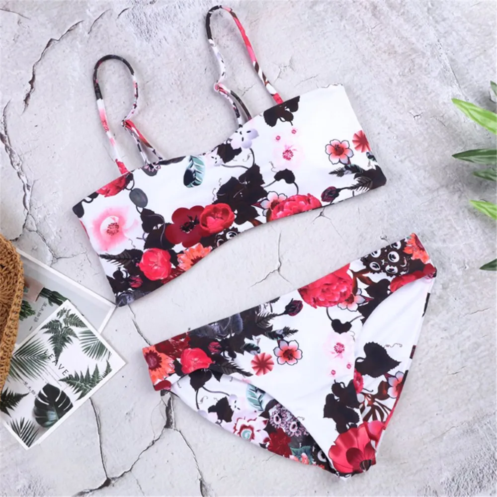 

sexy bikini 2019 printing Camisole Wrap chest Adjustable Breast pad Swimming bikinis swimwear women swimsuit biquini swimwear
