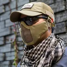 OneTigris Tactical Foldable Half Face Mask Protective Mesh Mask for Airsoft Paintball with Adjustable and Elastic Belt Strap outdoor protective transparent plastic mask with elastic strap