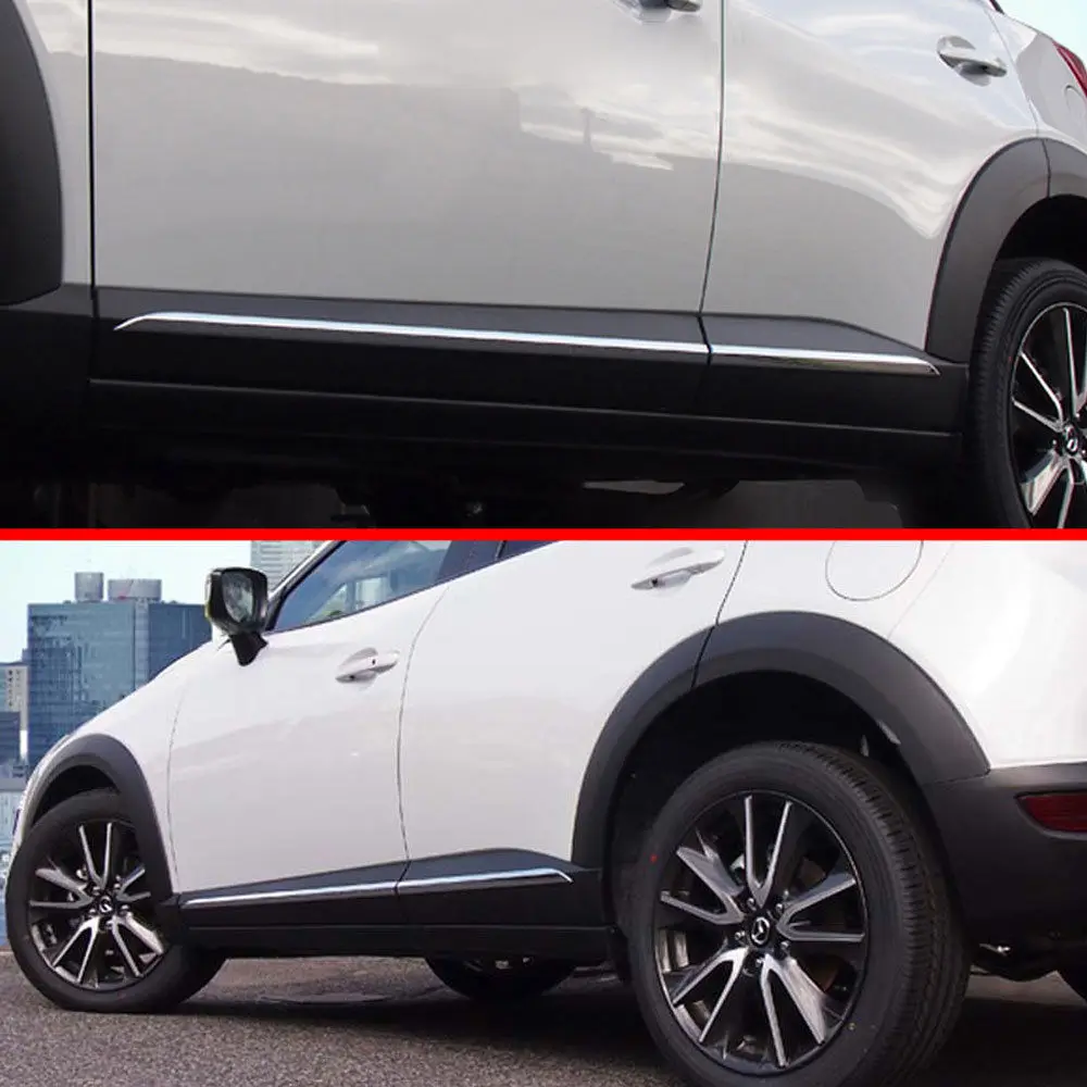 For Mazda CX-3 2016-2018 ABS Chrome Side Door Body Molding Trim Strips Protector