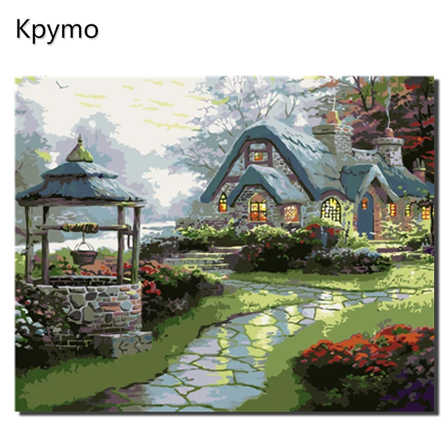 Framed DIY Painting By Numbers Kit Landscape Wall Painting Unique Gift