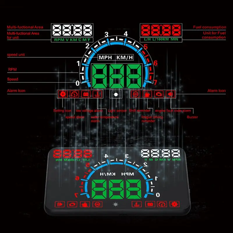 OOTDTY E350 5.8 ȭ HUD ڵ   ÷    溸 ӵ