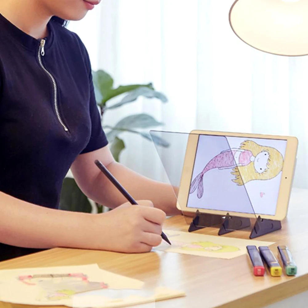 Imagem Prancheta de Desenho Esboço Pintura Espelho de Escurecimento Suporte Placa Reflexão Tracing Copiar Projeção Mesa Plotter Placa de Linyi 10 escurecimento suporte de pintura placa de espelho