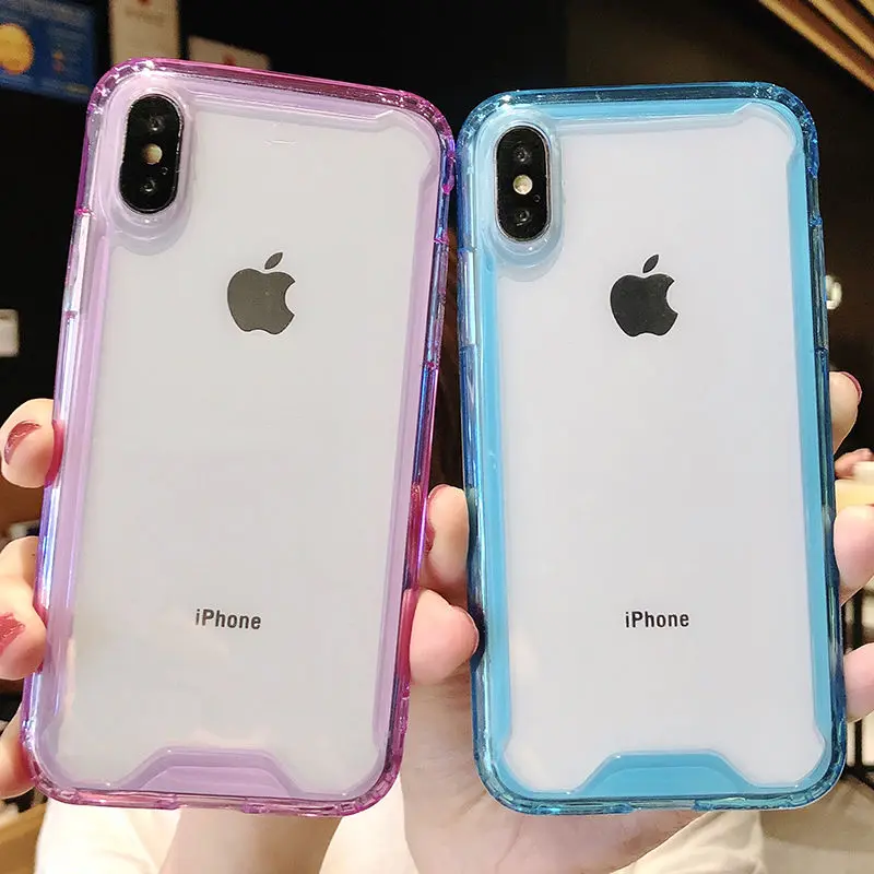 شفافة للصدمات الوفير الهاتف حقيبة لهاتف أي فون X XS XR XS ماكس 8 7 6 6 S زائد الملونة لينة الغطاء الخلفي ل غالاكسي S9 S10 زائد