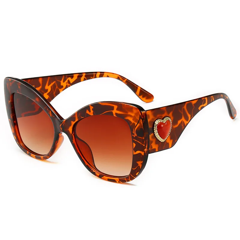 Винтажные Солнцезащитные очки с кошачьим глазом женские леопардовые оправы очаровательные красные сердца Ретро брендовые дизайнерские солнцезащитные очки для женщин оттенки женские - Цвет линз: NO.6