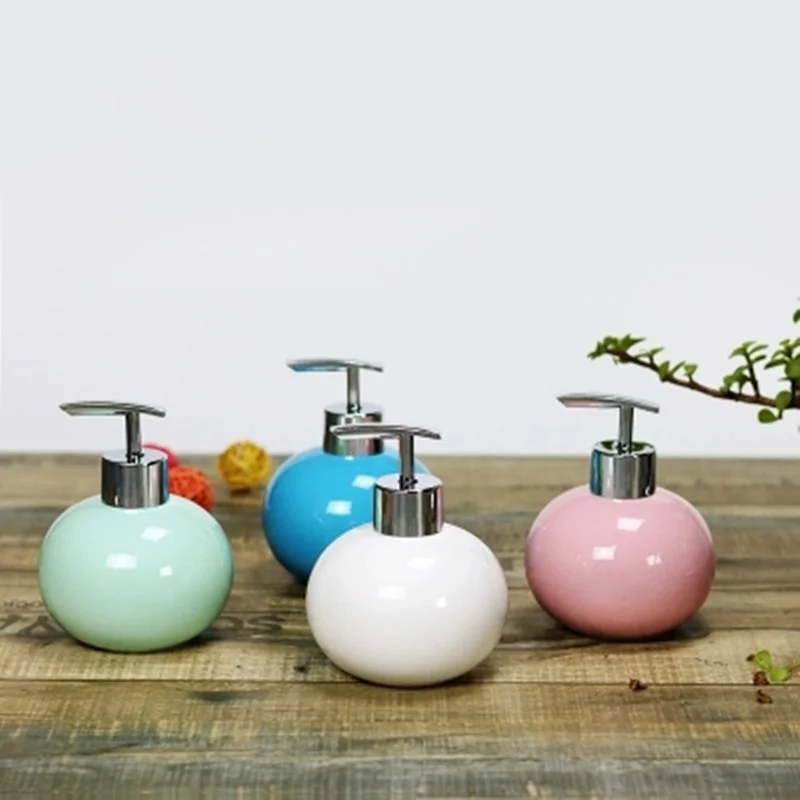 300ml Ball shape ceramic Liquid Soap Dispensers pump shower shampoo