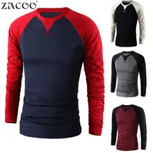 ZACOO/мужская бейсбольная Футболка с длинным рукавом и круглым вырезом, повседневные футболки для мальчиков, новые осенние Топы, Повседневный пуловер, Мужская футболка большого размера si0