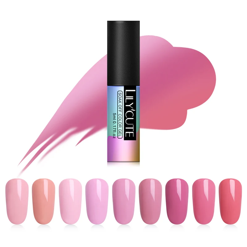 

LILYCUTE 5ml Rose Pink UV Gel Nail Polish Pure Nail Color Coat Soak off UV LED DIY Nail Art Gel Varnish Manicure