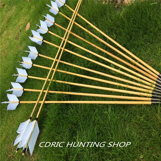 Деревянные стрелы из индейки 6/12/24 шт. перо для лука охоты|bows and|wood arrowstraditional bow |