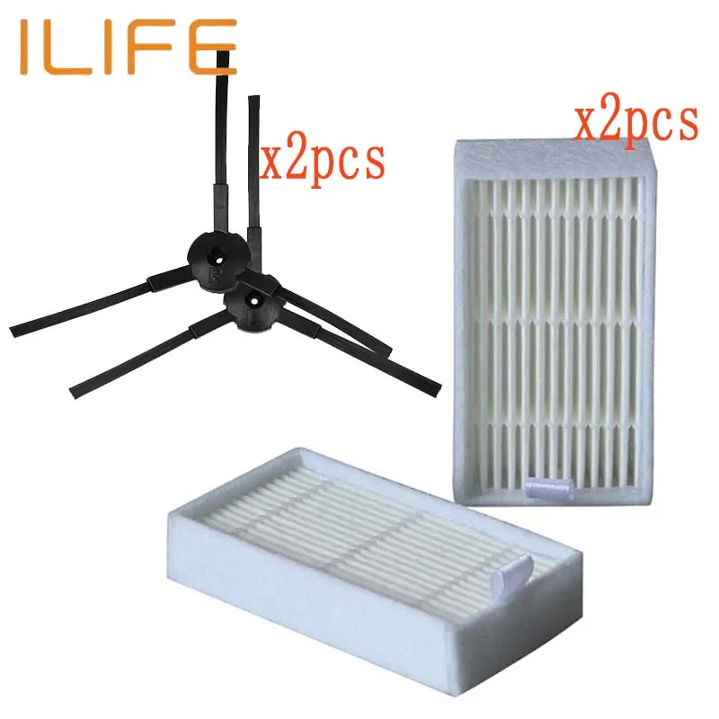 

2*side brush +2*HEPA Filter accessories for CHUWI ilife v5s v5 x5 ilife V3s v3s pro v3l v5s pro v50 robot vacuum cleaner parts