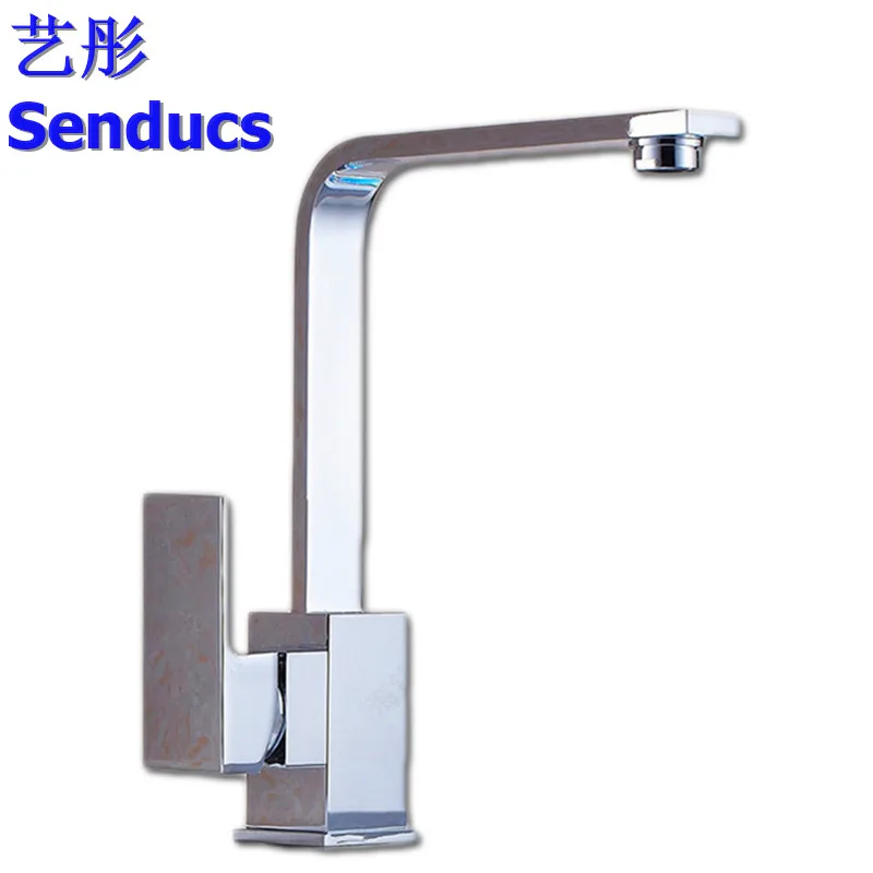 

Free shipping Senducs kitchen faucet with deck mounted kitchen sink faucet of polished chrome kitchen sink water faucets