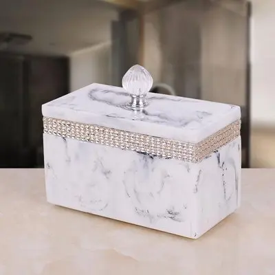 Модная простая круглая хлопковая квадратная коробка для хранения зубочисток с кристаллами Стразы настольная коробка для хранения - Цвет: H