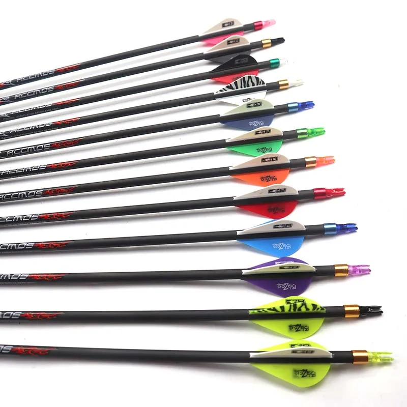 

2018 New Pure Carbon Arrow ID 6.2 Spine 300 350 400 500 600 700 800 Carbon Arrow For Recurve Compound Bow Hunting Shooting