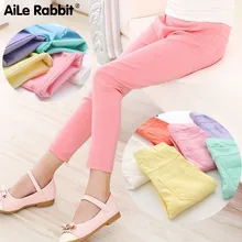 AiLe Rabbit/штаны для девочек; Новая детская одежда высокого качества; сезон весна-лето; модные детские брюки; узкие брюки ярких цветов для девочек