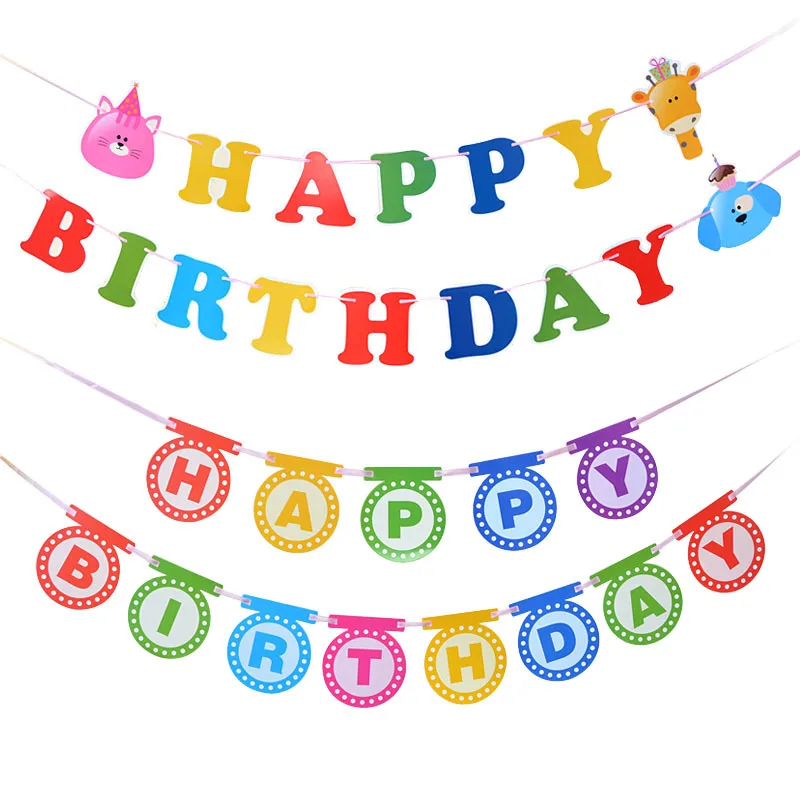 

1Set DIY Cartoon Animal Dot Happy Birthday Banner 100 Days 1st Birthday Baby Shower Kids Favor Party Decoration Supplies