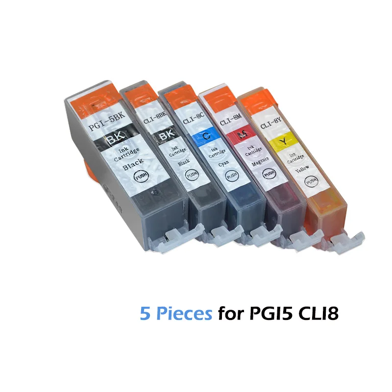 

Full ink 1Set 5pcs ink Cartridge PGI-5 CLI-8 for Canon PIXMA iP4200 iP4300 iP4500 MP500 iP5200 MP530 MP600 MP610 MP800 printer