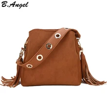 Фотография Small Messenger Bags for Women with Tassel Women Purses and Leather Handbags Shoulder Bag Cross Body Purse with 2 Straps Suede 