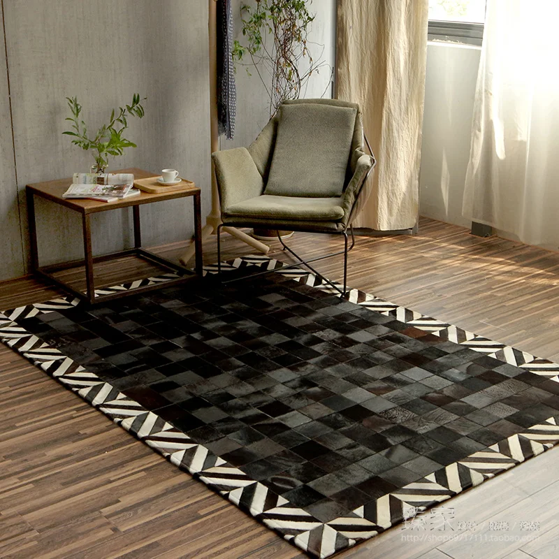 - 2018 New European style luxury geometric carpets living room bedroom tea table big rugs Modern simplicity custom cowhide carpet