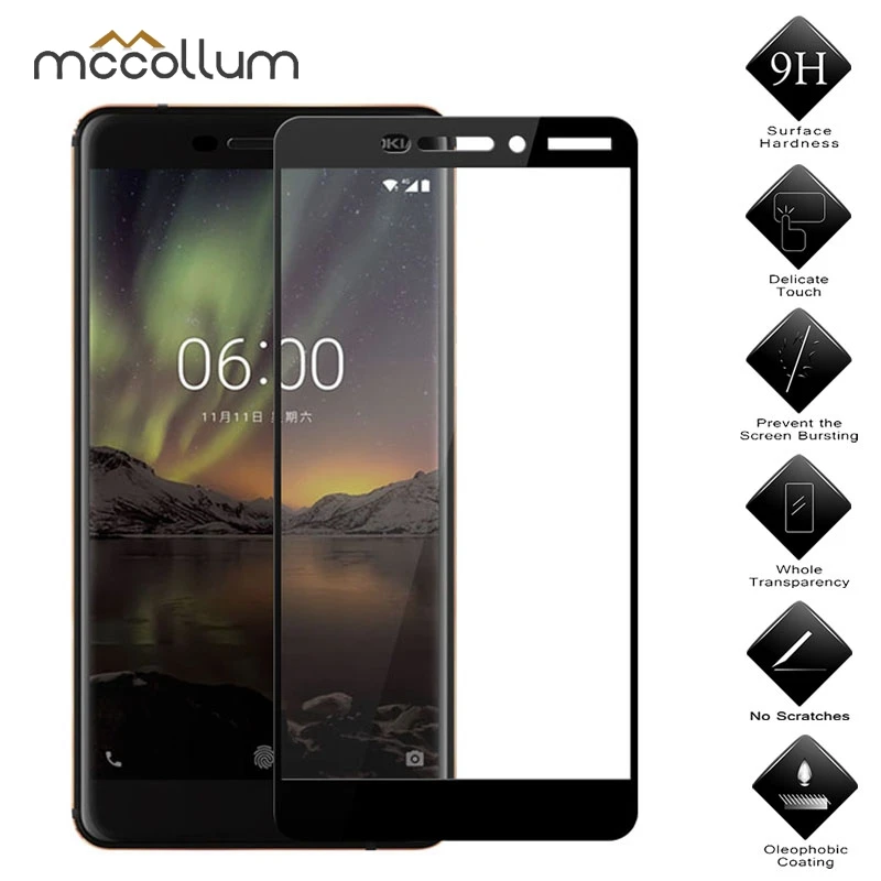 

9H Tempered Glass For Nokia 7.1 5 6 5.1 Plus X7 X5 8 2 E1 Full Cover Screen Protector For Nokia 6 X6 2018 Protective Glass Film