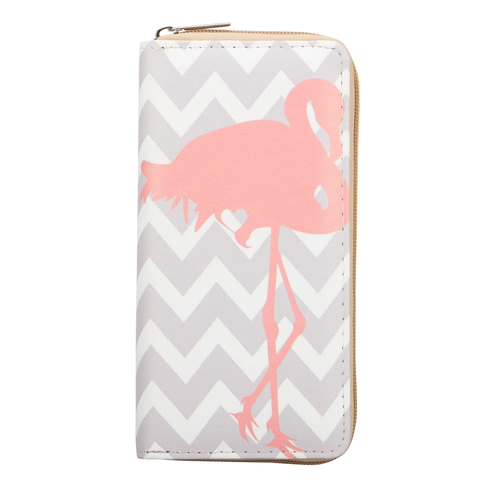 

Sansarya New Fashion 2018 Cute Flamingo Print Long Women Wallet Card Holder Lovely Girls Female Purse Zipper Wallets Phone Bag