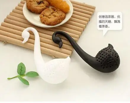 

Party Favors High quality 2017 Hot Sale Swan Spoon Tea Strainer Infuser Teaspoon Filter Silicon Creative Kitchen MOQ 100pcs