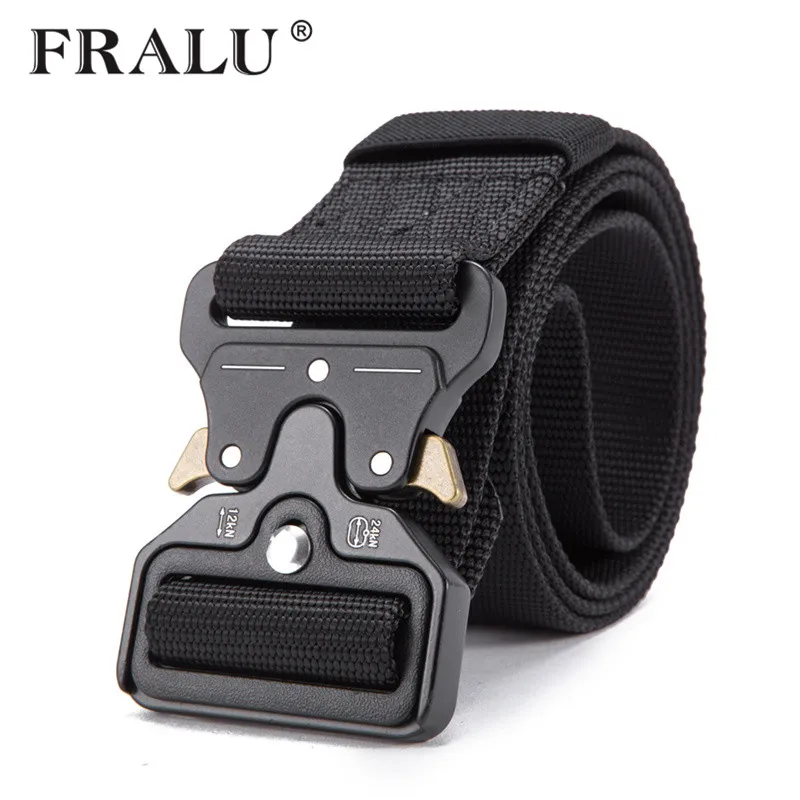 FRALU популярный мужской тактический ремень нейлоновый ремень в стиле милитари для улицы Многофункциональный тренировочный ремень высокого качества - Цвет: black