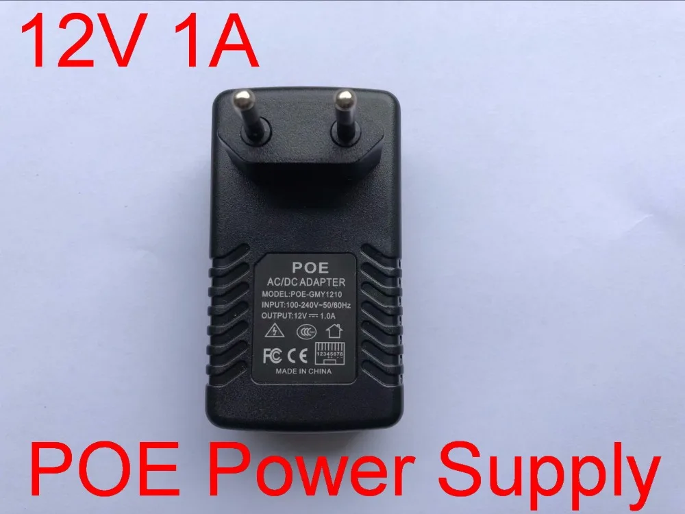 

High Quality 100pcs DC 12V 1A Wall Plug POE Injector Ethernet Adapter IP Phone / Camera Power Supply EU plug